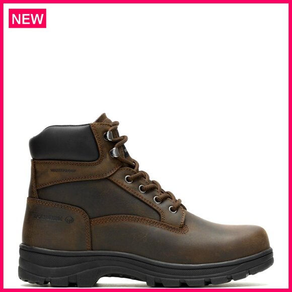 Waterproof Work Boots, Ankle Height, Leather Upper, Lace-Up Closure
